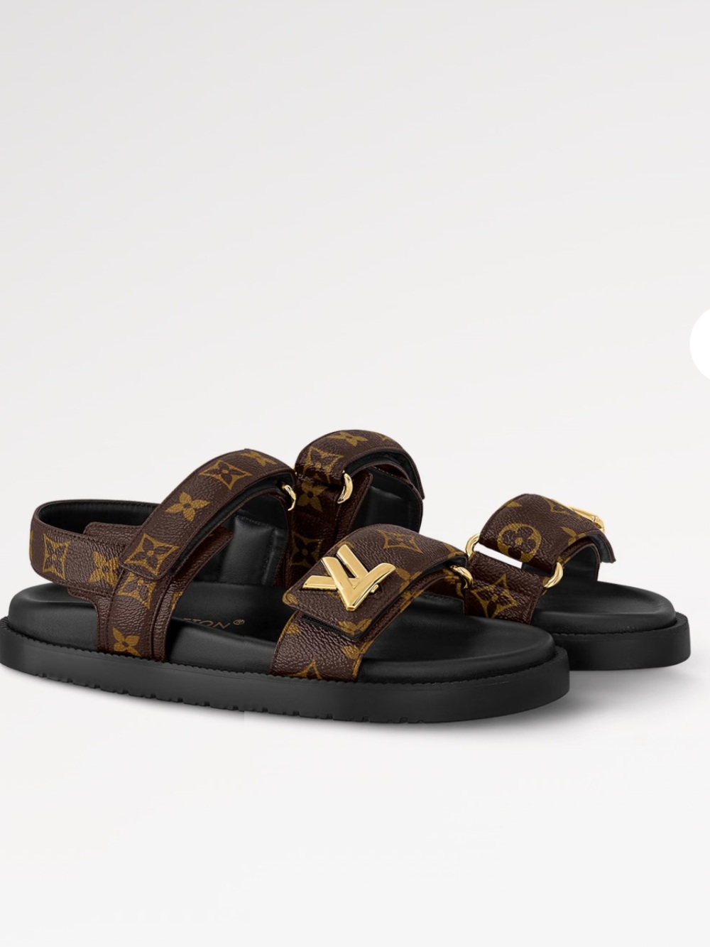 Louis Vuitton Brown Monogram Leather Logo Buckle Sandals Sz 40 / 10